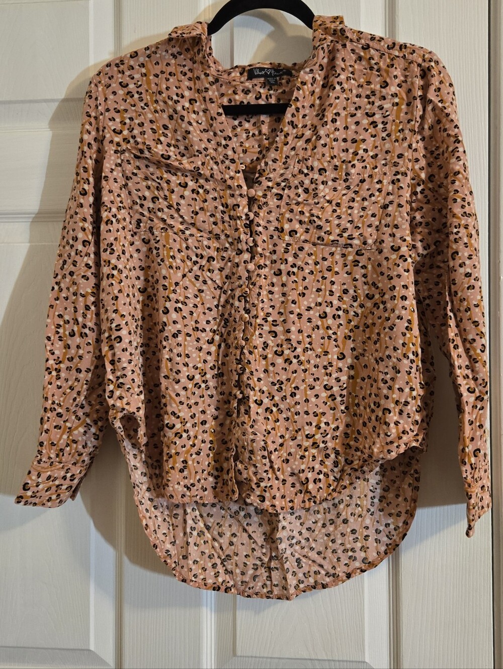Velvet Heart Pink Leopard-Print Button Down Shirt